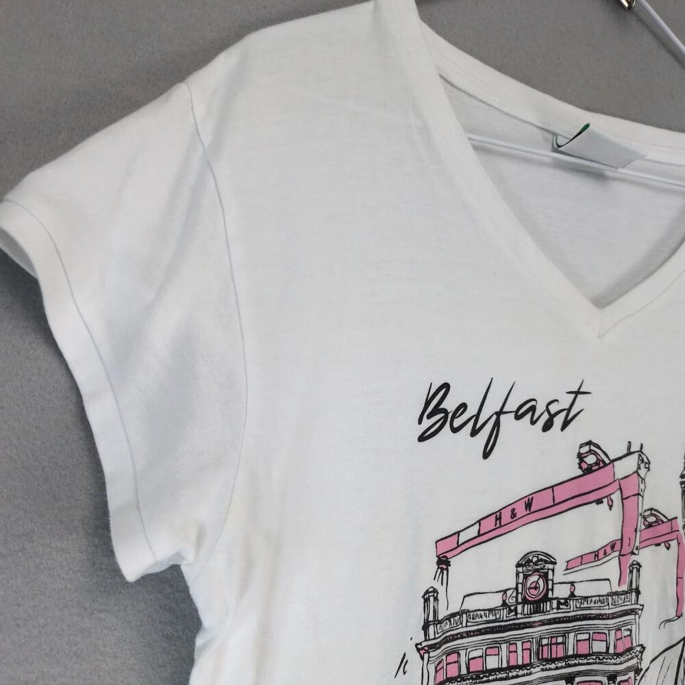 Traditional Craftwear Belfast Ireland V-Neck T-Shirt Women's XXL White Short Slv - Picture 10 of 10